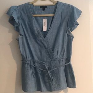 Jcrew Chambray wrap top